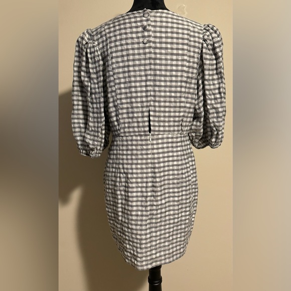 EUC Lulus Checks Appeal Black Gingham Seersucker Puff Sleeve Mini Dress size XL - Picture 5 of 6